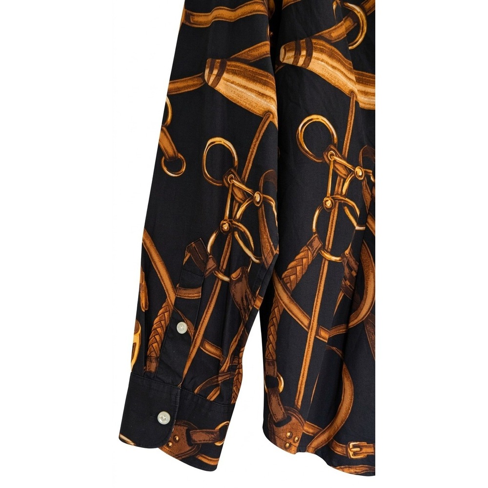 Ralph Lauren Jeans Button Down Belting Print Shirt Equestrian 100% Cotton, Large - Picture 6 of 9